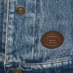 Pre Owned Gucci Blue/Brown GG Canvas and Denim Reversible Jacket XL