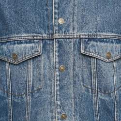 Pre Owned Gucci Blue/Brown GG Canvas and Denim Reversible Jacket XL