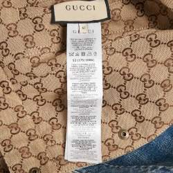 Pre Owned Gucci Blue/Brown GG Canvas and Denim Reversible Jacket XL