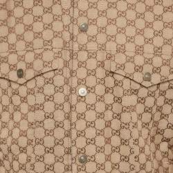 Pre Owned Gucci Blue/Brown GG Canvas and Denim Reversible Jacket XL