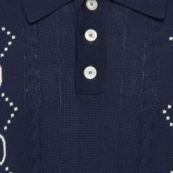 Pre Owned تي شيرت بولو غوتشي نسيج جي جي أرجيل أزرق كحلي مقاس متوسط