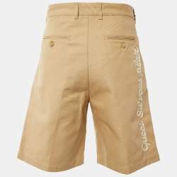 مملوكة مسبقًا Gucci Khaki Cotton Canvas Embroidered Shorts M/Waist 34"