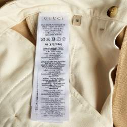 مملوكة مسبقًا Gucci Khaki Cotton Canvas Embroidered Shorts M/Waist 34"