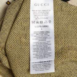 Pre Owned قميص غوتشي كريمي جي جي قطن كم قصير مقاس كبير - لارج