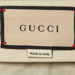 Pre Owned شورت غوتشي صوف وكشمير رمادي بحافة مقلوبة مقاس كبير