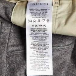 Pre Owned شورت غوتشي صوف وكشمير رمادي بحافة مقلوبة مقاس كبير