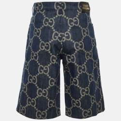 مملوكة مسبقًا Gucci Blue Jumbo GG Denim 22705 Gucci Songs Bermuda Shorts M/Waist 34"