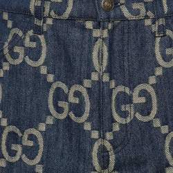 مملوك ة مسبقًا Gucci Blue Jumbo GG Denim 22705 Gucci Songs Bermuda Shorts M/Waist 34"
