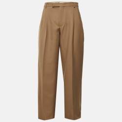 Pre Owned Gucci Beige Gabardine Wide Leg Pants M/Waist 33"