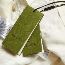 Pre Owned Gucci Ivory Linen Pleated Shorts M/Waist 33"