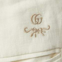 Pre Owned Gucci Ivory Linen Pleated Shorts M/Waist 33"