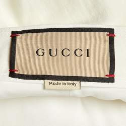 Pre Owned Gucci Ivory Linen Pleated Shorts M/Waist 33"