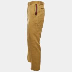 مملوكة مسبقًا Gucci Khaki Beige Cotton Web Striped Pants M/Waist 32"