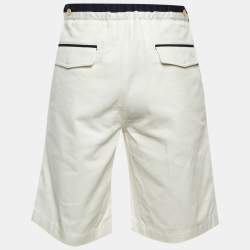 مملوكة مسبقًا شورت غوتشي قطن أبيض بحواف متباينة مقاس وسط (ميديوم) بحجم خصر 32 إنش