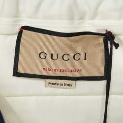 مملوكة مسبقًا شورت غوتشي قطن أبيض بحواف متباينة مقاس وسط (ميديوم) بحجم خصر 32 إنش