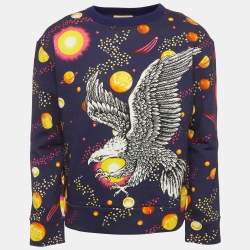 Pre Owned Gucci Blue Space Eagle Print Cotton Sweatshirt M