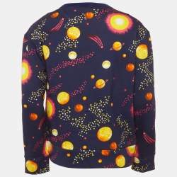 Pre Owned سويت شيرت قطن غوتشي أزرق بطبعة نسر فضاء مقاس متوسط