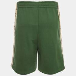 Pre Owned Gucci Green Monogram Striped Jersey Shorts S