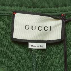 Pre Owned Gucci Green Monogram Striped Jersey Shorts S