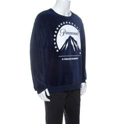 Gucci Navy Blue Velvet Paramount Printed Sweatshirt M 