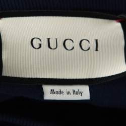 Gucci Navy Blue Velvet Paramount Printed Sweatshirt M 