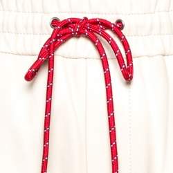 Gucci Cream Leather Stripe Detail Drawstring Waist Shorts M
