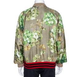 Gucci Multicolor Silk Blooms Print Reversible Bomber Jacket XXXL