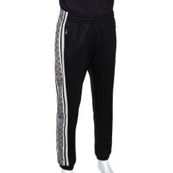مملوكة مسبقًا Gucci Black Technical Jersey Guccisima Logo Track Pants M