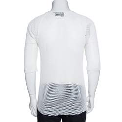 Gucci White Logo Print Cotton Mesh Raglan Sleeve T-Shirt XL