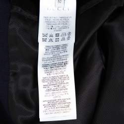 مملوكة مسبقًا جاكيت غوتشي "بومبر" مزين رقعة شعار الماركة صوف أزرق كحلي مقاس كبير جداً (اكس لارج)