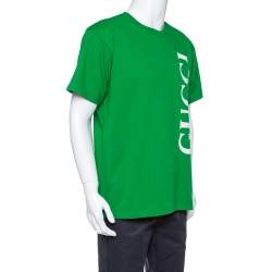 مملوكة مسبقًا Gucci Green Logo Print Cotton Oversized T-Shirt S
