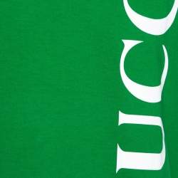 مملوكة مسبقًا Gucci Green Logo Print Cotton Oversized T-Shirt S