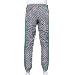 Gucci Grey Synthetic GG Supreme Web Stripe Print Sweat Pants XL