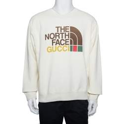 Gucci X The North Face Cream Cotton Logo Printed Sweatshirt M