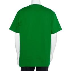 Gucci Green Logo Printed Cotton Crewneck T-Shirt L