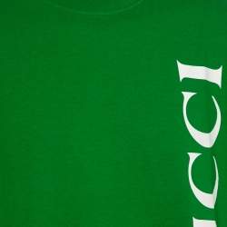 Gucci Green Logo Printed Cotton Crewneck T-Shirt L