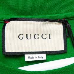 Gucci Green Logo Printed Cotton Crewneck T-Shirt L