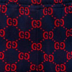 Gucci Navy Blue Logo Jacquard Knit Joggers L