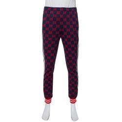 Gucci Navy Blue Logo Jacquard Knit Joggers L