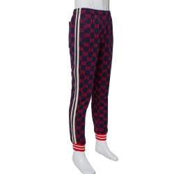 Gucci Navy Blue Logo Jacquard Knit Joggers L