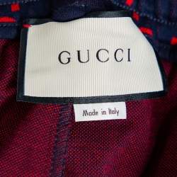 Gucci Navy Blue Logo Jacquard Knit Joggers L