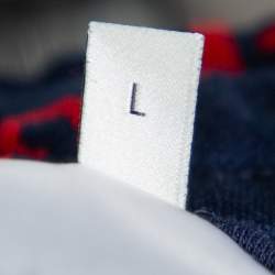 Gucci Navy Blue Logo Jacquard Knit Joggers L
