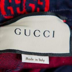 Gucci Navy Blue Knit Logo Jacquard Joggers XL