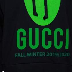 Gucci Black Cotton Manifesto Printed Oversized Hoodie XS