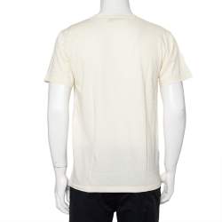 Gucci Cream Logo Cities Printed Cotton Crewneck T-Shirt S