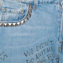 Gucci Blue Denim Rockstud Detail Printed Jeans S