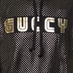 Pre Owned هودي غوتشي قطن أسود بالشعار مطبوع مقاس صغير - سمول