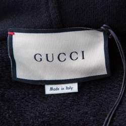 Pre Owned هودي غوتشي قطن أسود بالشعار مطبوع مقاس صغير - سمول