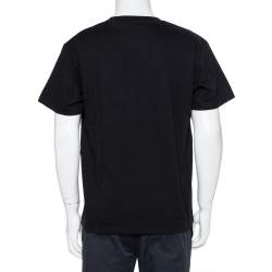 Pre Owned تي شيرت غوتشي فطن أسود طباعة فراولة نمط واسع رقبة مستديرة مقاس صغير جدًا - إكس سمول