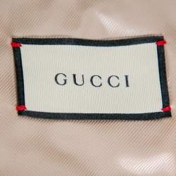 مملوكة مسبقًا جاكيت بليزر غوتشي غوتشيسيما جاكار بني بأزرار أمامية مقاس كبير - لارج